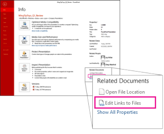 Editar vínculos com arquivos