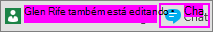 Botão de chat ao lado da notificação sobre as outras pessoas que estão editando no momento
