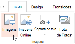 Botão Imagens na guia Inserir
