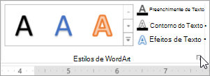 Selecionando o inicializador da caixa de diálogo Estilos do WordArt