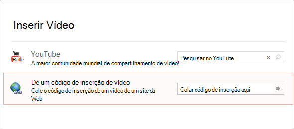 Mostra a opção Inserir Vídeo no PowerPoint