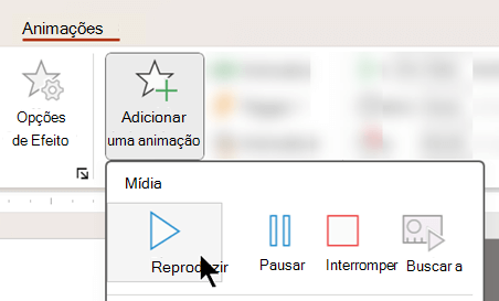 Pode começar a reproduzir áudio após um atraso através das opções de animação.