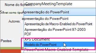 Salvar como um Modelo do PowerPoint