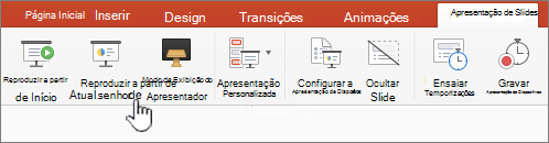 Botão Reproduzir a partir do diapositivo atual