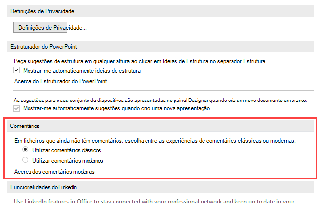 Opções para comentários modernos