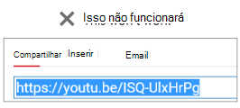 Se o código de incorporação começar com http, o vídeo não será incorporado com êxito.