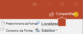 O botão Compartilhar na faixa de opções do PowerPoint 2016