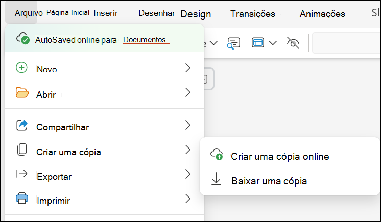 Use Baixar uma Cópia para salvar a apresentação no seu computador