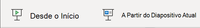 Os botões no PowerPoint para a Web que você usa para iniciar a apresentação.