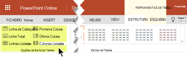 Você pode adicionar estilos de sombreamento a determinadas linhas ou colunas em uma tabela.