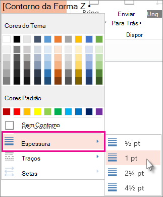 Escolha uma espessura para a borda