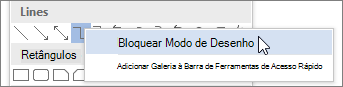 Selecionando modo de desenho de bloqueio