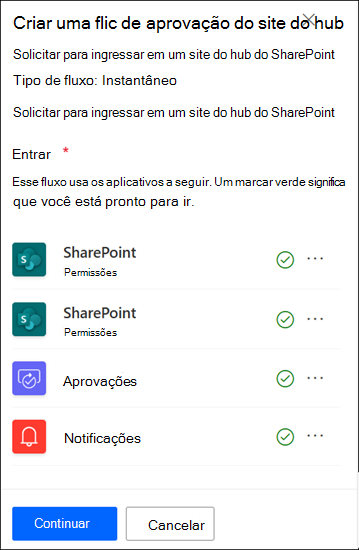 captura de tela do aplicativo de aprovação do site do hub conectado.