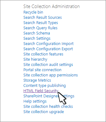 Selecione Definições de Segurança de Campo HTML para controlar a capacidade de incorporação de conteúdo por parte dos utilizadores