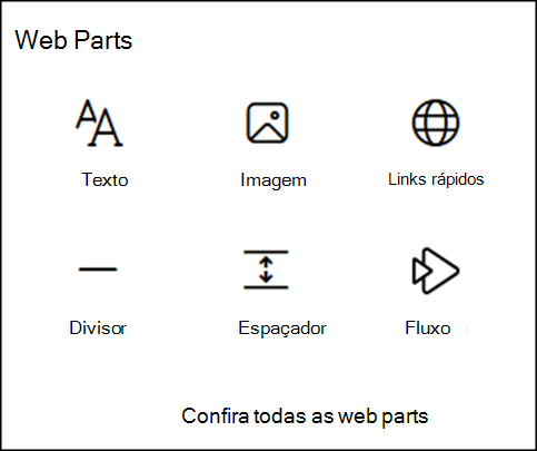 Peças Web na caixa de ferramentas