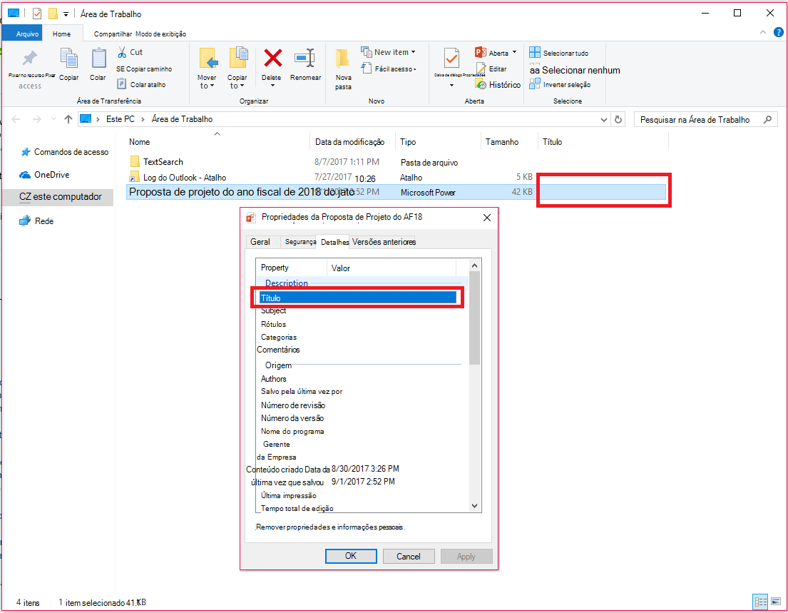 Propriedades do Documento do Office no Explorador de Arquivos do WindowsSTATUS
