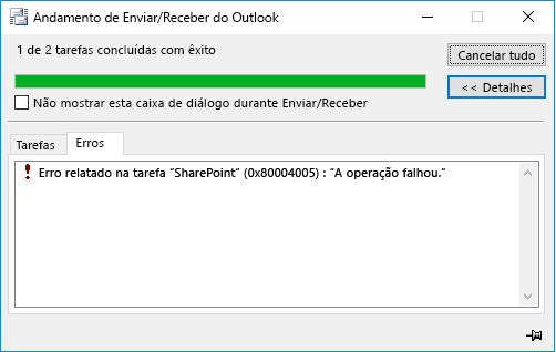 Erro ao se conectar a uma Biblioteca de Documentos do SharePoint