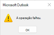 Erro de falha na operação do Outlook