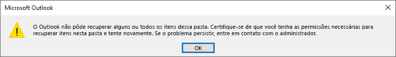 Erro Recuperar Itens Excluídos