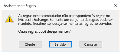 Caixa de diálogo Assistente de Regras
