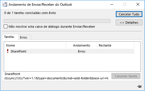 Erro stssync do SharePoint