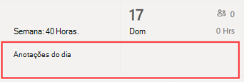 Localização das anotações do dia em uma agenda de Turnos