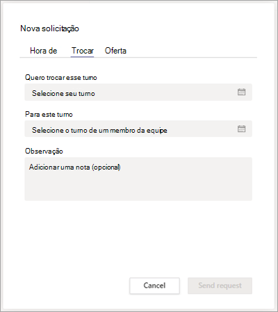 Troque um turno por um companheiro de equipe em Shifts.