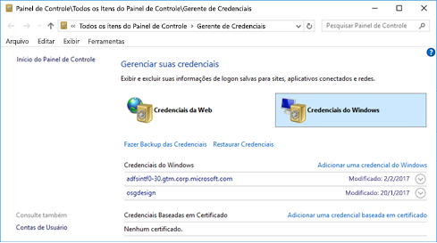Gestor de Credenciais no Windows