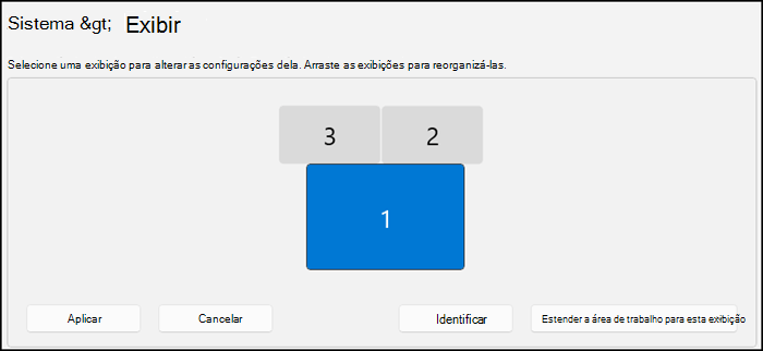 Shows the section of the Display screen that indicates how your monitors are arranged. Text says you can select a monitor to change its settings or drag displays to arrange them.