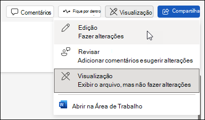 Alterar de exibição para exibição de edição no Word para a Web