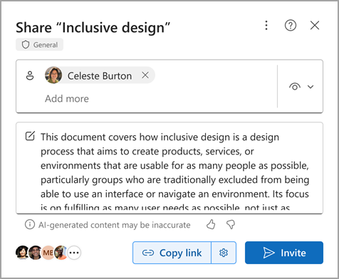 Partilhar um documento Word com um resumo criado por Copilot no Microsoft Word para a Web.