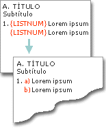listnum fields used to generate letters on the same lines as numbers