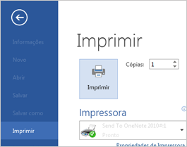 Imprimir do modo de exibição backstage
