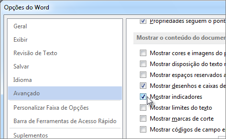 Opções do Word
