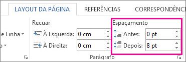 Espaçamento entre Parágrafos