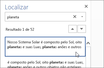 Painel Localizar no Word Online