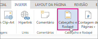 Imagem do botão Cabeçalho & Rodapé no Word Online