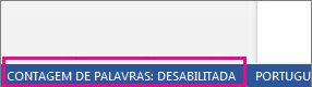 Contagem de Palavras desativada
