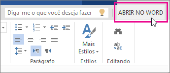 Abrir no Word a partir da exibição Editar no Word Online