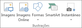 Grupo Ilustrações na guia Inserir no Excel