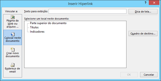 Criar um link a um local no documento atual
