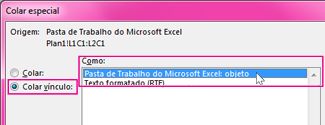 Escolher o Microsoft Excel