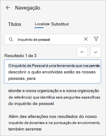 Você pode usar o comando Localizar junto com o painel Navegação para pesquisar em seu Word para o documento Web.