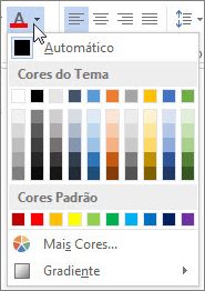 Paleta de cores de fonte