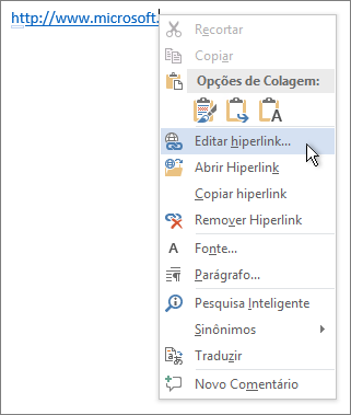 Editar um hiperlink