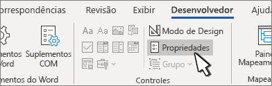 Botão Propriedades de Controles