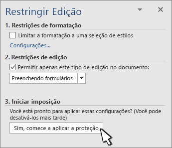 Restringir painel de edição