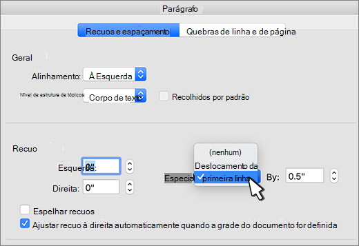 Selecionar avanço pendente