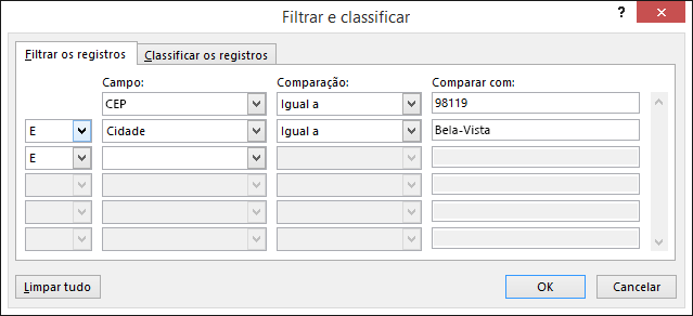 Como parte da mala direta do Word, escolha Editar Lista de Destinatários e, em Refinar lista de destinatários, escolha Filtrar.