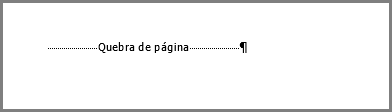 Uma quebra de página na parte inferior de uma página do Word